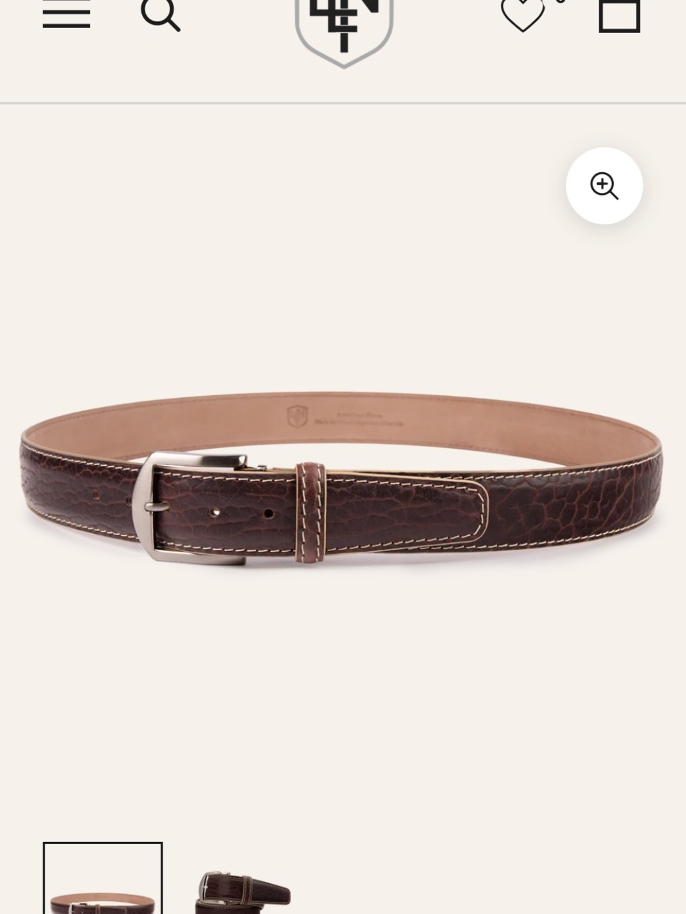 AMERICAN BISON -
BROWN/BEIGE WITH BRASS BUCKLE AND BELT KEEPER